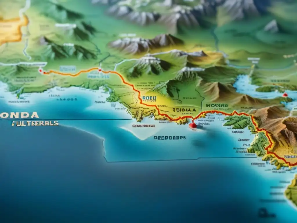 Un antiguo mapa detallado de las estepas, con senderos nómadas, territorios tribales y una pátina de historia