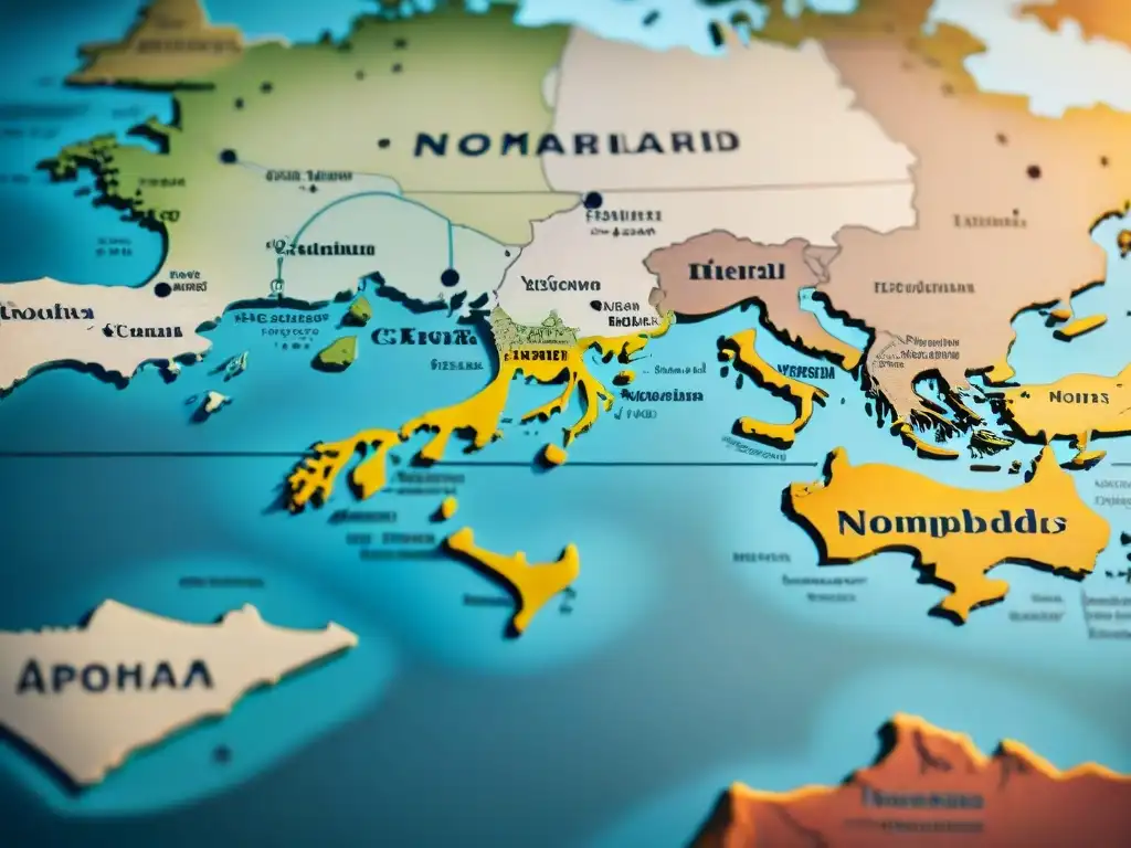 Un antiguo mapa detallado muestra una red de alianzas y traiciones entre líderes nómadas, con líneas punteadas y colores desgastados