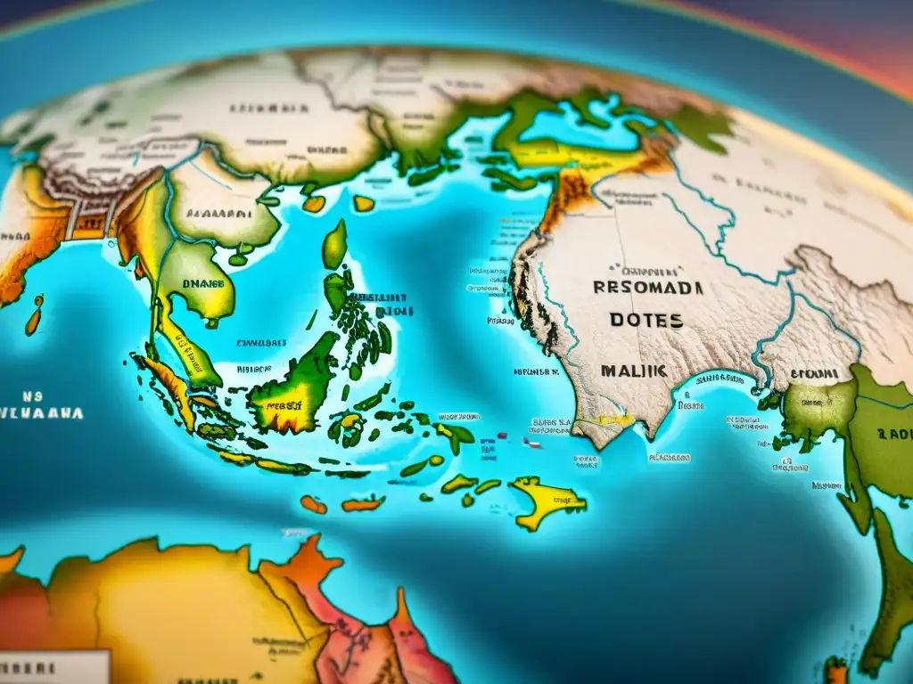 Antiguo mapa detallado de rutas nómadas con símbolos de intercambios diplomáticos y puntos clave, mostrando siglos de relaciones internacionales tribus nómadas