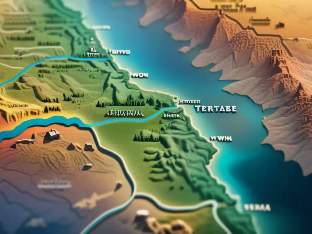 Un antiguo mapa detallado de las tierras de estepa, mostrando estrategia diplomática de tribus nómadas