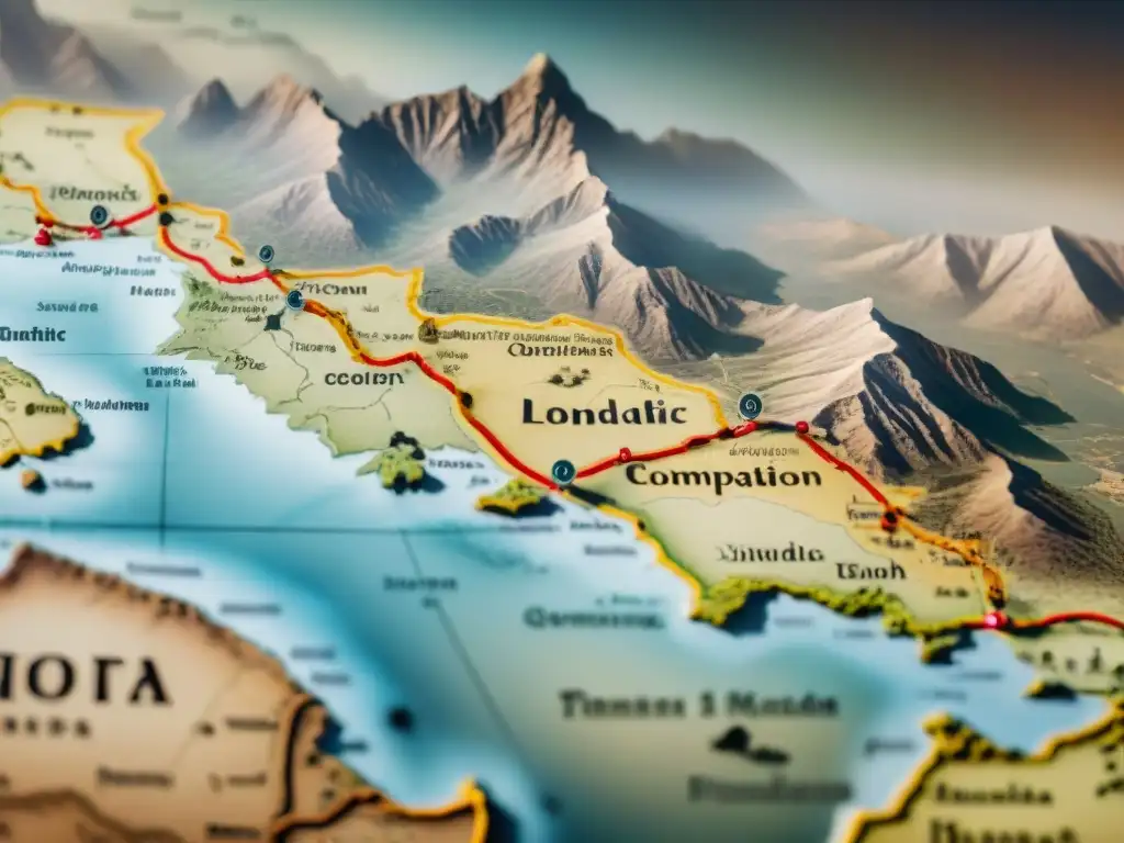 Antiguo mapa con rutas de tribus nómadas, símbolos ocultos y códigos envejecidos