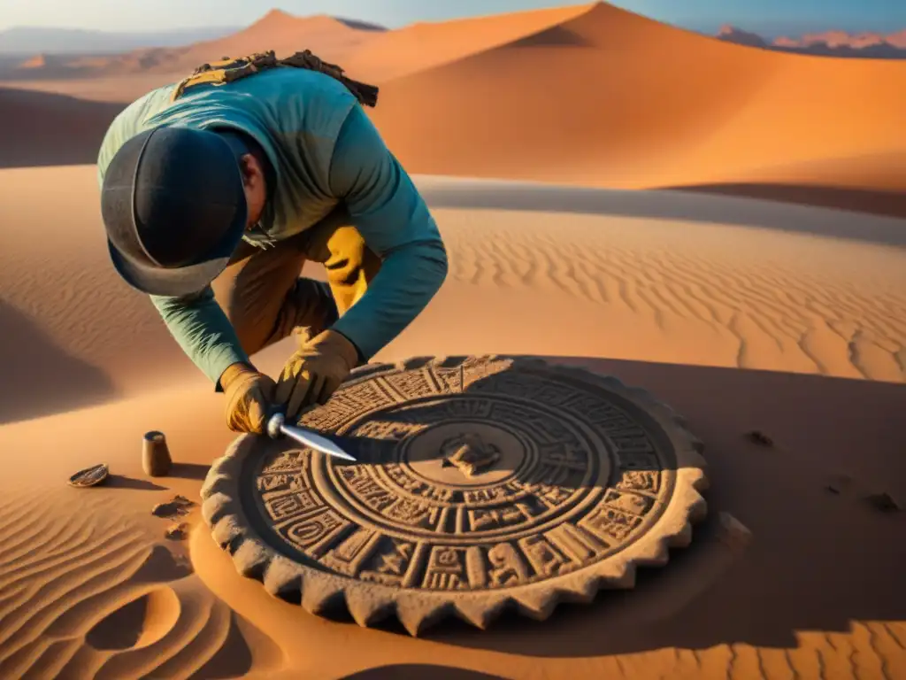 Un arqueólogo descubre un artefacto perdido de tribus nómadas en el desierto