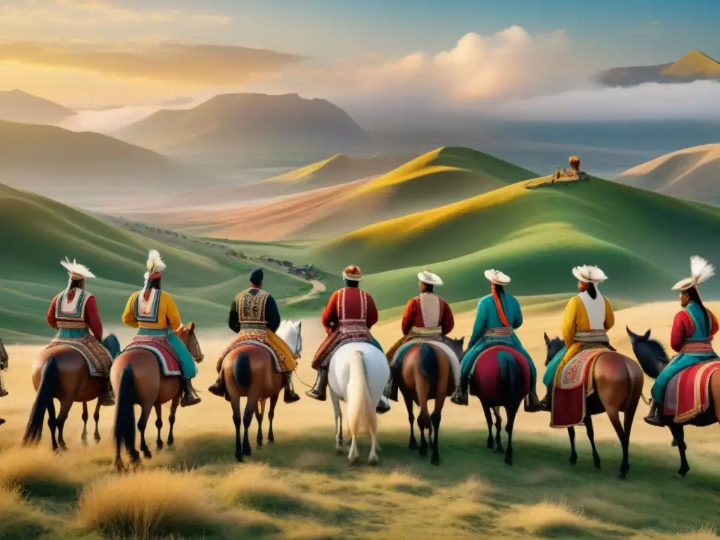 Boda tradicional de tribu nómada en las estepas Una boda tradicional de una tribu nómada en las vastas estepas