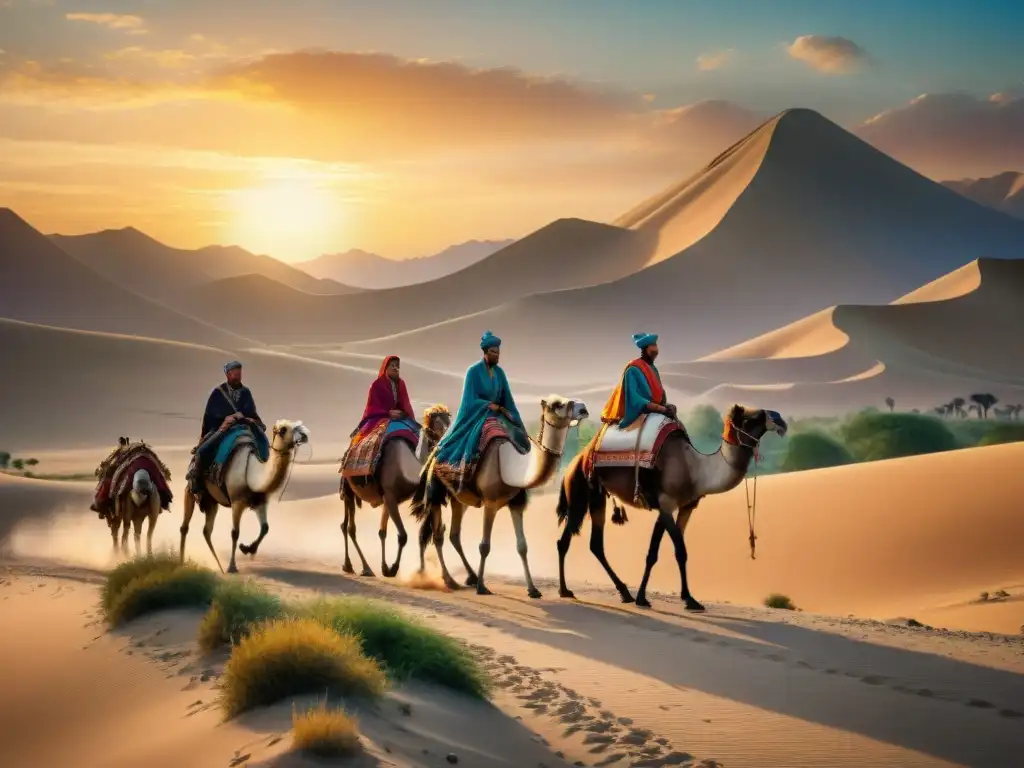 Caravana nómada en la Ruta de la Seda 'Caravana de tribus nómadas en la Ruta de la Seda: un legado de aventura y cultura'