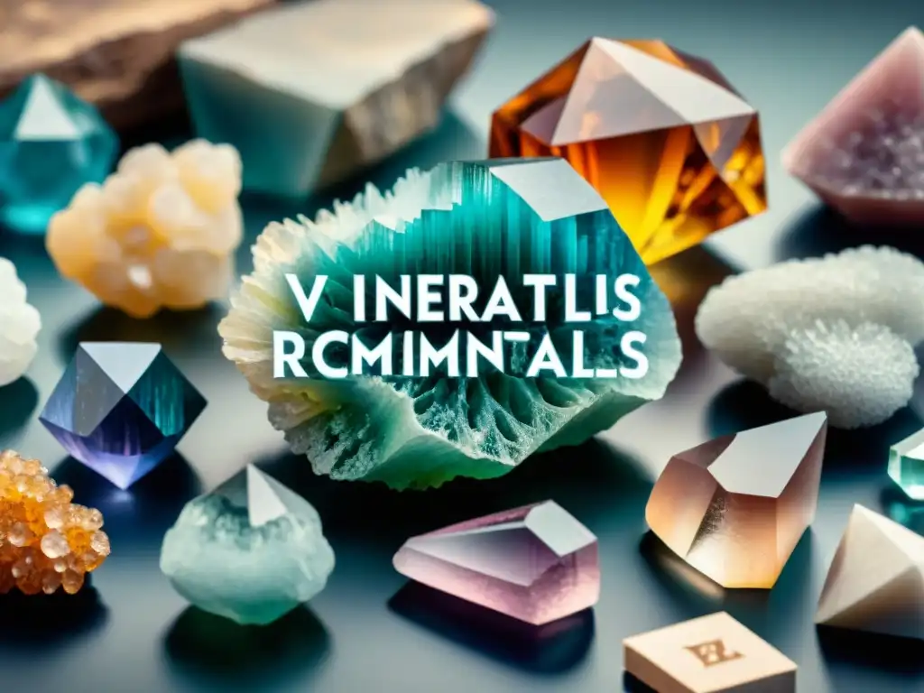 Una cautivadora ilustración vintage 8k de minerales coloridos con beneficios para el cuerpo