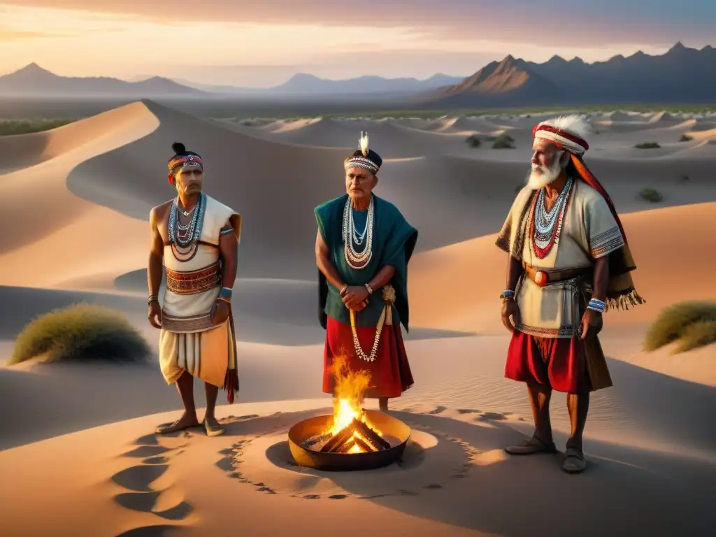 Ceremonia de Ritos de Paso Tribus Nómadas: Ilustración detallada de un ritual ancestral en el desierto