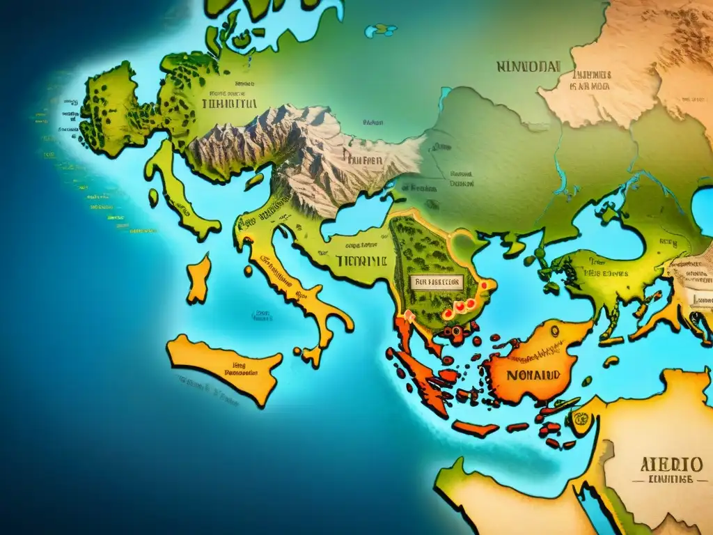 Detallado mapa vintage de territorios de imperios nómadas con historia cartografía tribus nómadas