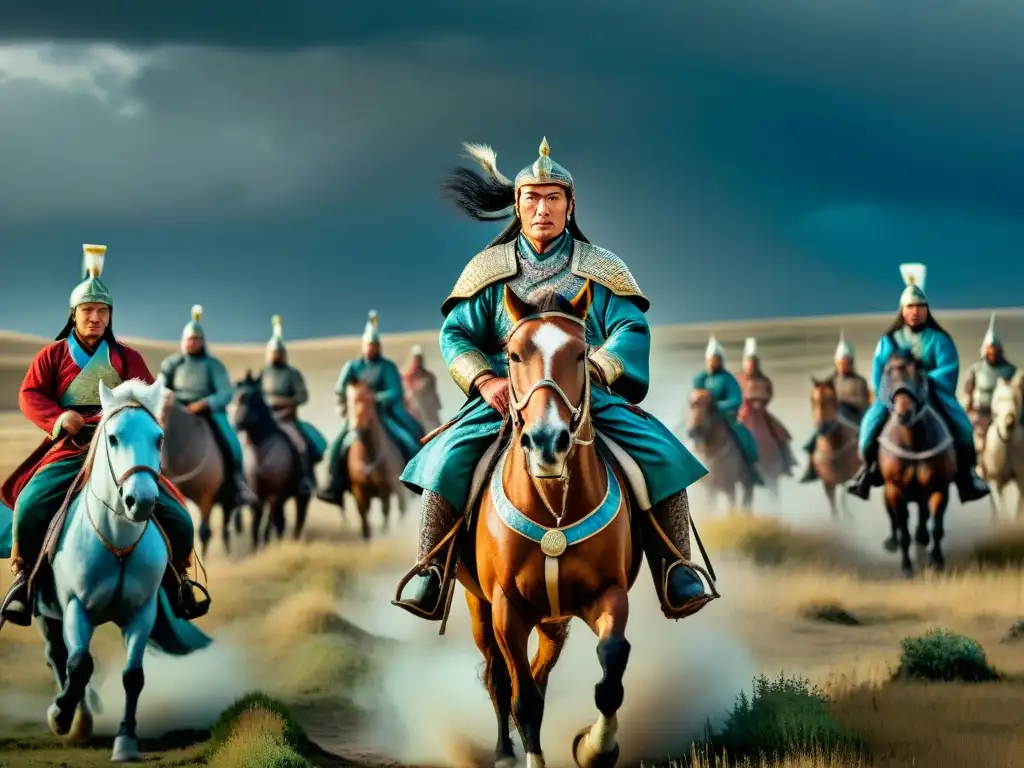 Genghis Khan lidera su ejército nómada en la estepa mongola