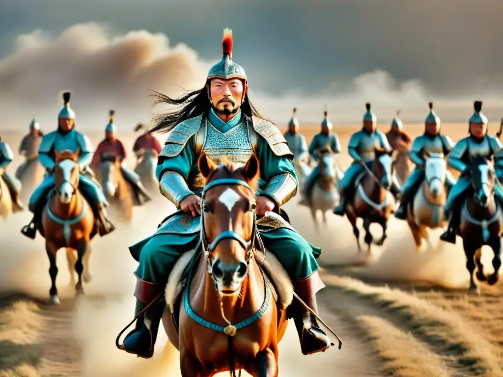 Genghis Khan lidera a un vasto ejército en las estepas mongoles