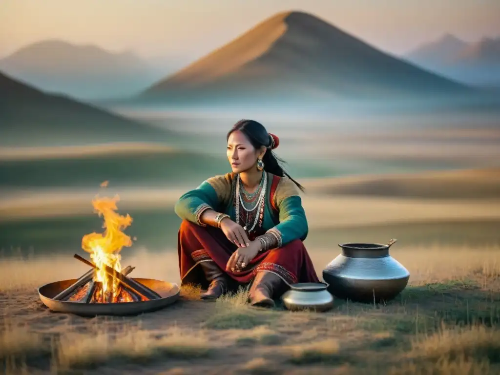 Vida nómada: Mujeres de tribus en la estepa Un grupo de mujeres nómadas de diferentes tribus en la estepa, representando sus culturas con roles de la mujer nómada