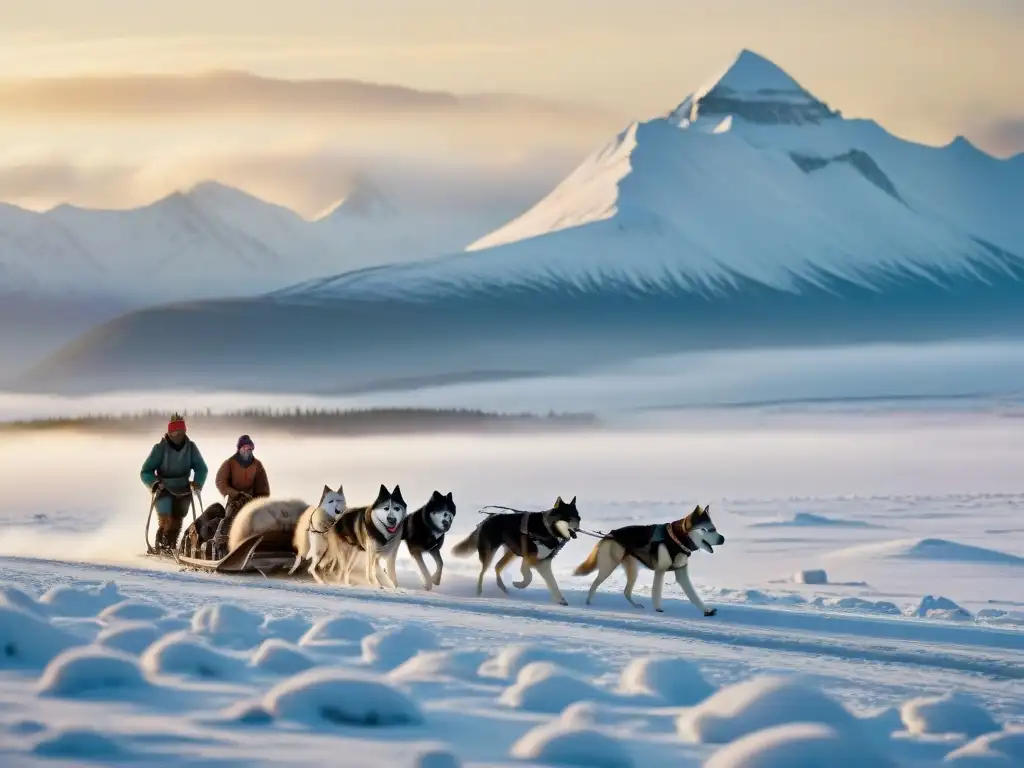 Un grupo de nómadas en invierno frío extremo, con estrategias para sobrevivir