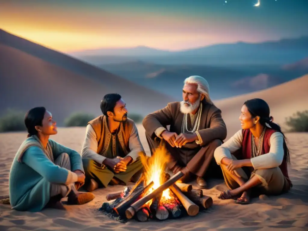 Viejas historias alrededor del fuego: tribu nómada bajo las estrellas Importancia de las historias orales en tribus nómadas alrededor de la hoguera estrellada