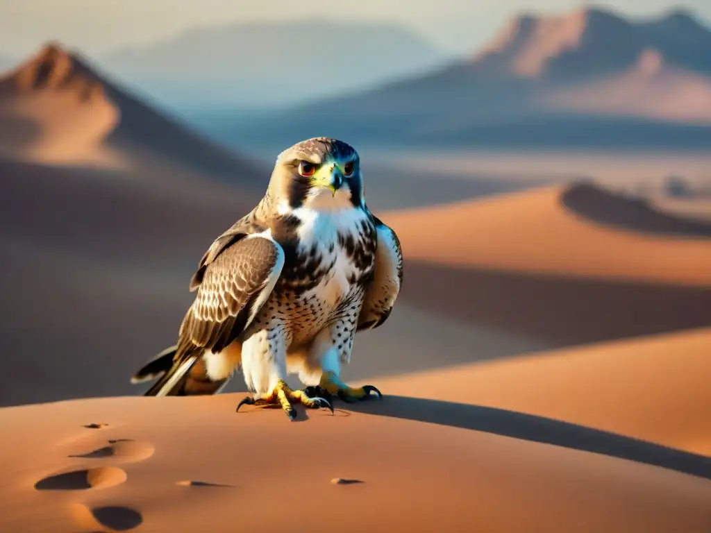 Majestuoso halcón surca cielos sobre desierto