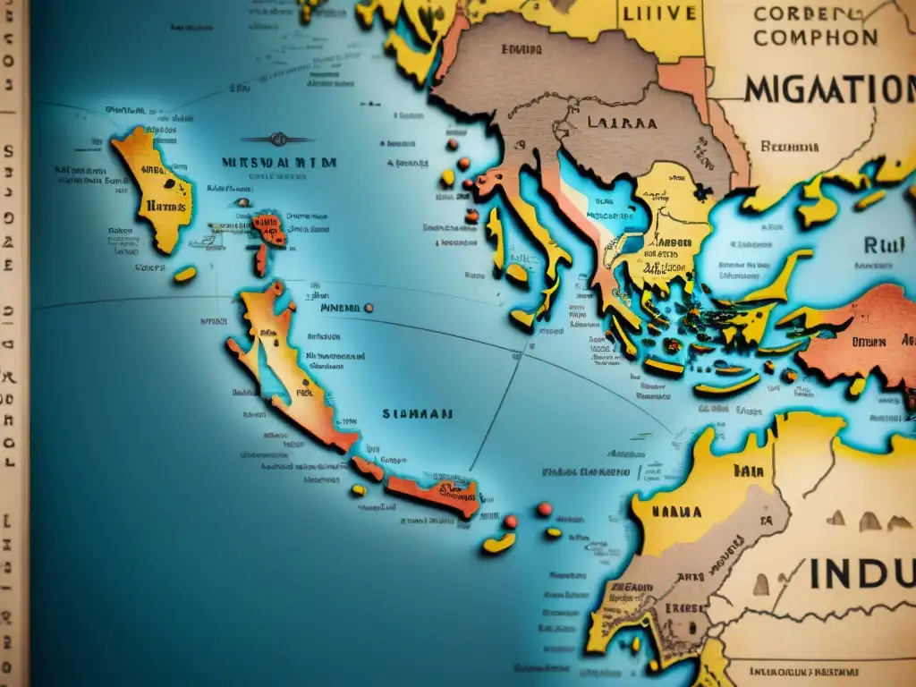 Mapa antiguo detallado con bases matemáticas, geometría y tribus nómadas, evocando historia y riqueza cultural