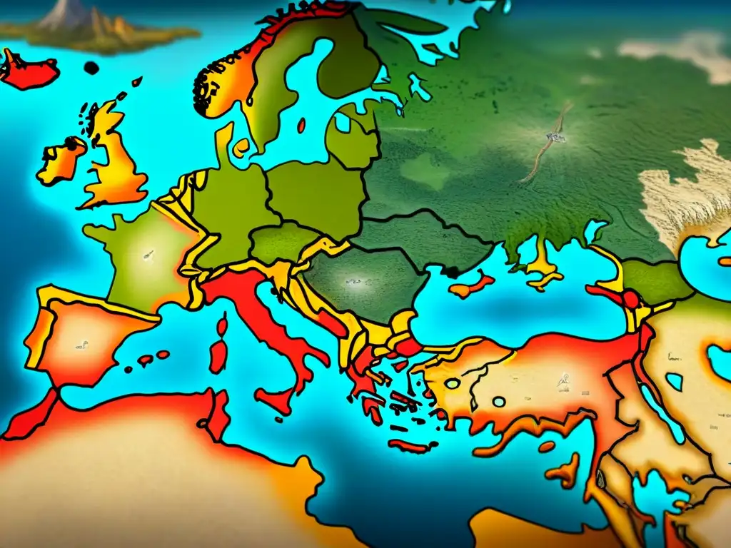 Mapa antiguo detallado de batallas entre nómadas y europeos, mostrando movimientos estratégicos y lugares clave