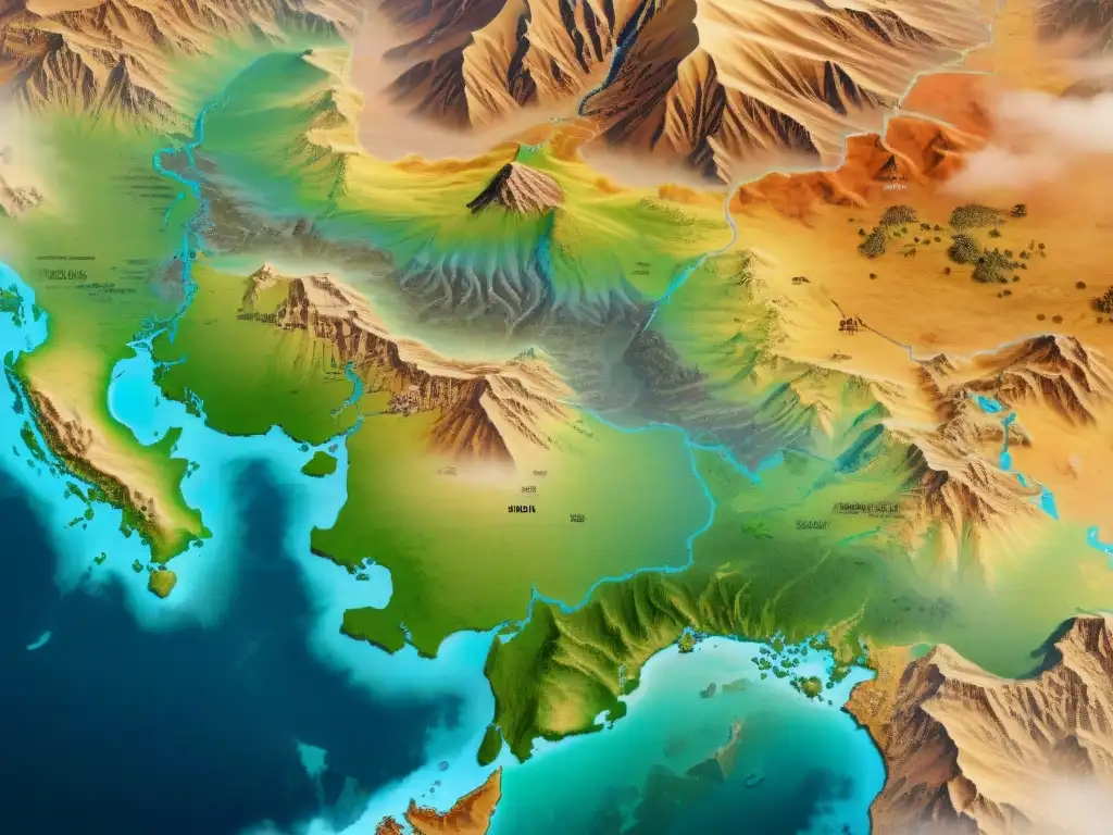 Mapa antiguo detallado de la región de las Estepas, mostrando la influencia de condiciones geográficas en la guerra