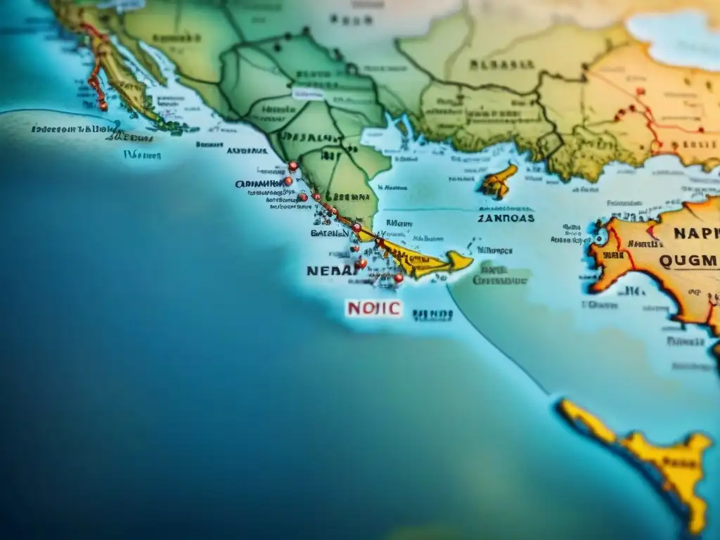 Mapa antiguo detallado de territorios nómadas, con alianzas y conflictos entre tribus