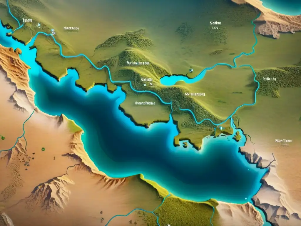 Mapa detallado de las estepas con tribus nómadas y paisajes, ideal para guía de viaje estepas tribus nómadas