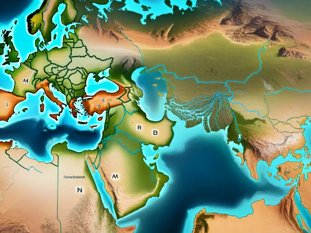 Mapa detallado de migraciones tribus nómadas y fronteras lingüísticas en tonos terrosos