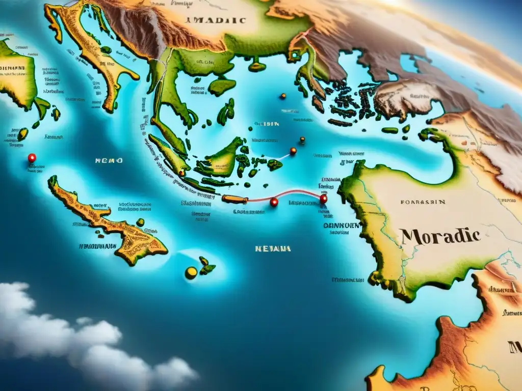 Mapa detallado de migraciones de tribus nómadas Mapa detallado de los orígenes y movimientos de tribus nómadas, evocando historia y exploración