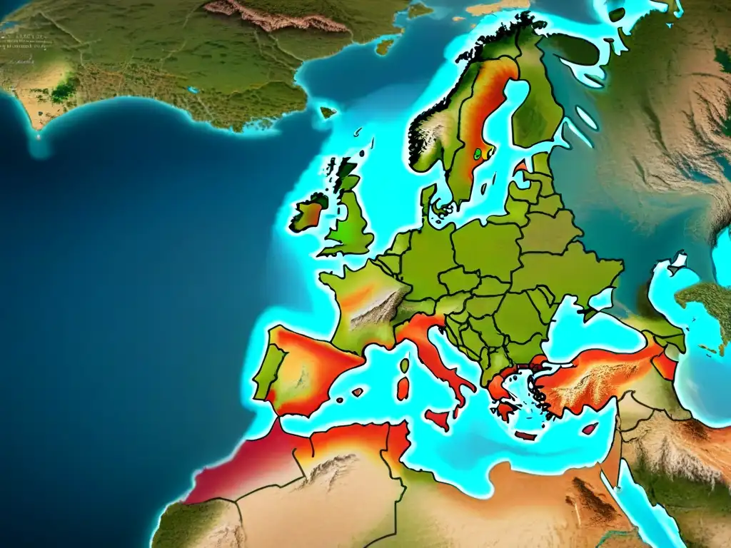 Mapa detallado de rutas migratorias antiguas con influencia genética de tribus nómadas como los Hunos