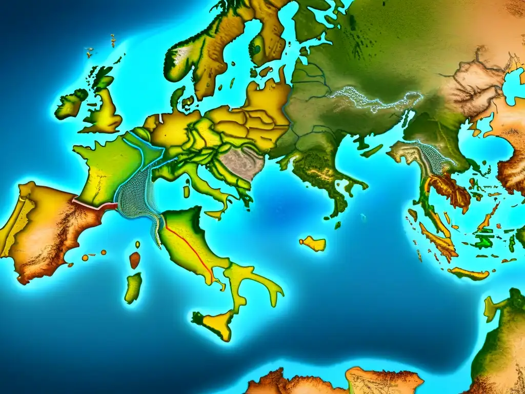 Mapa detallado de rutas nómadas, conectando tribus y su impacto en geopolítica mundial