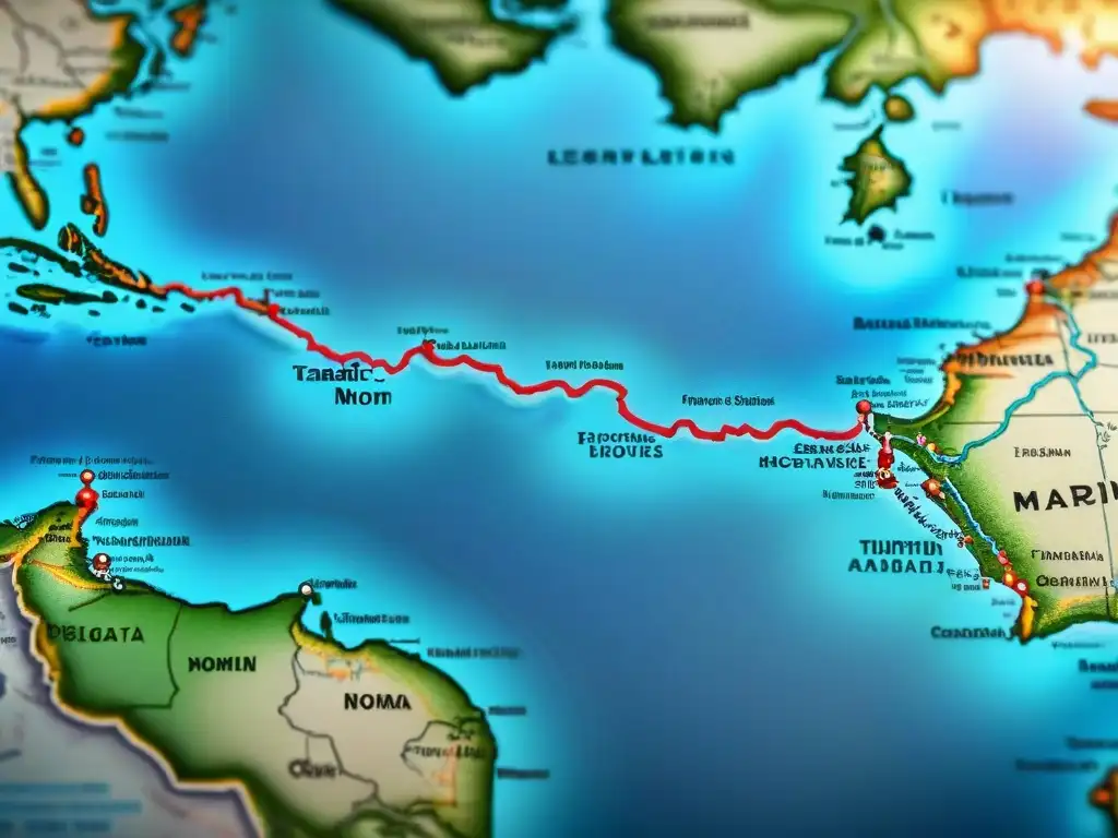 Mapa detallado de tribus nómadas, mostrando rutas migratorias, culturas y legados entrelazados, evocando sabiduría ancestral