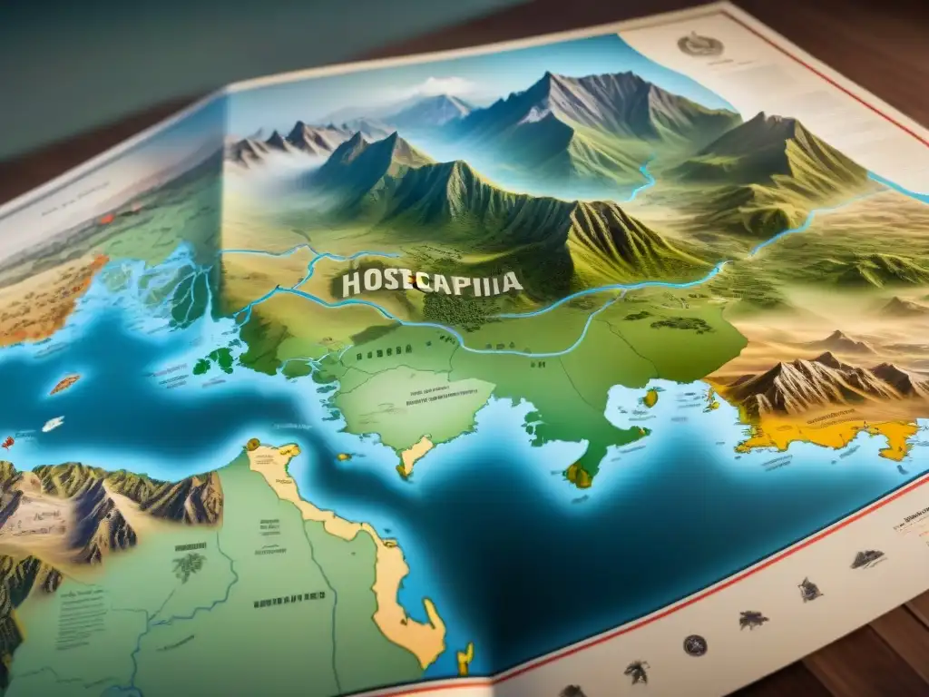 Mapa detallado vintage de las estepas con influencia de condiciones geográficas en la guerra