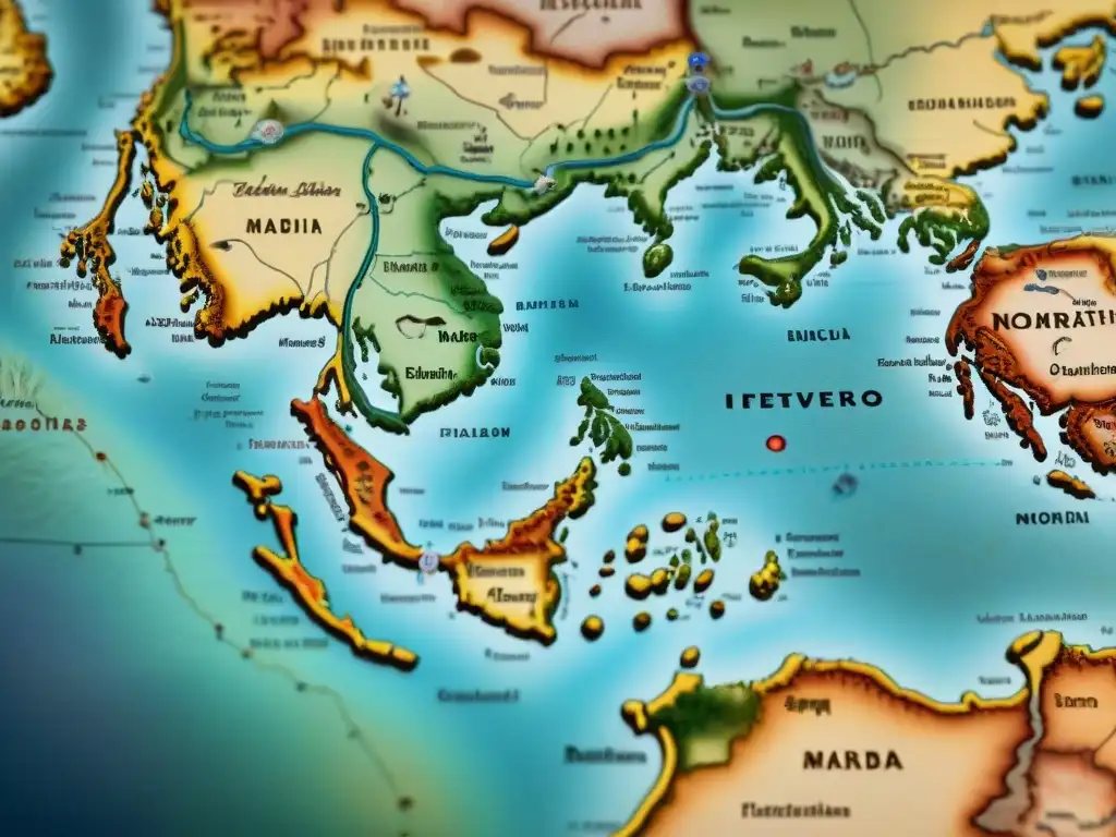 Un mapa vintage detallado de las estepas con rutas migratorias de tribus antiguas y ADN ancestral