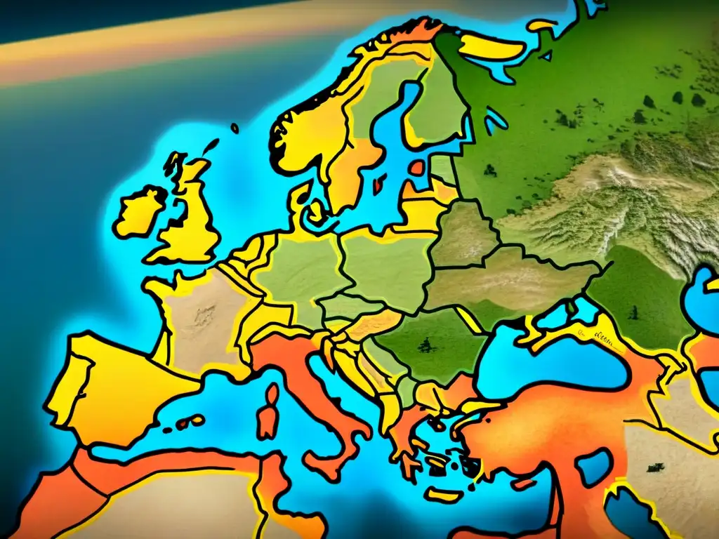 Mapa vintage detallado de invasiones nómadas en Europa y Asia, con rutas y batallas clave