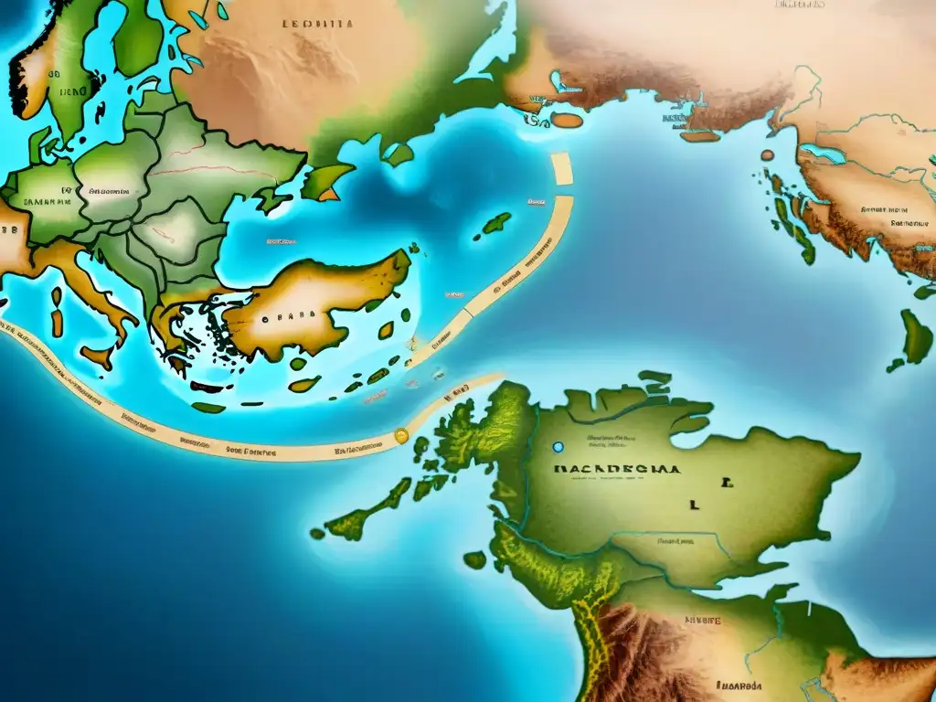 Mapa vintage detallado de las relaciones internacionales entre tribus nómadas, con símbolos tribales y rutas de migración