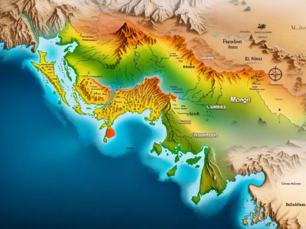 Mapa vintage detallado con la resistencia cumanos invasión mongola y la diáspora de su pueblo