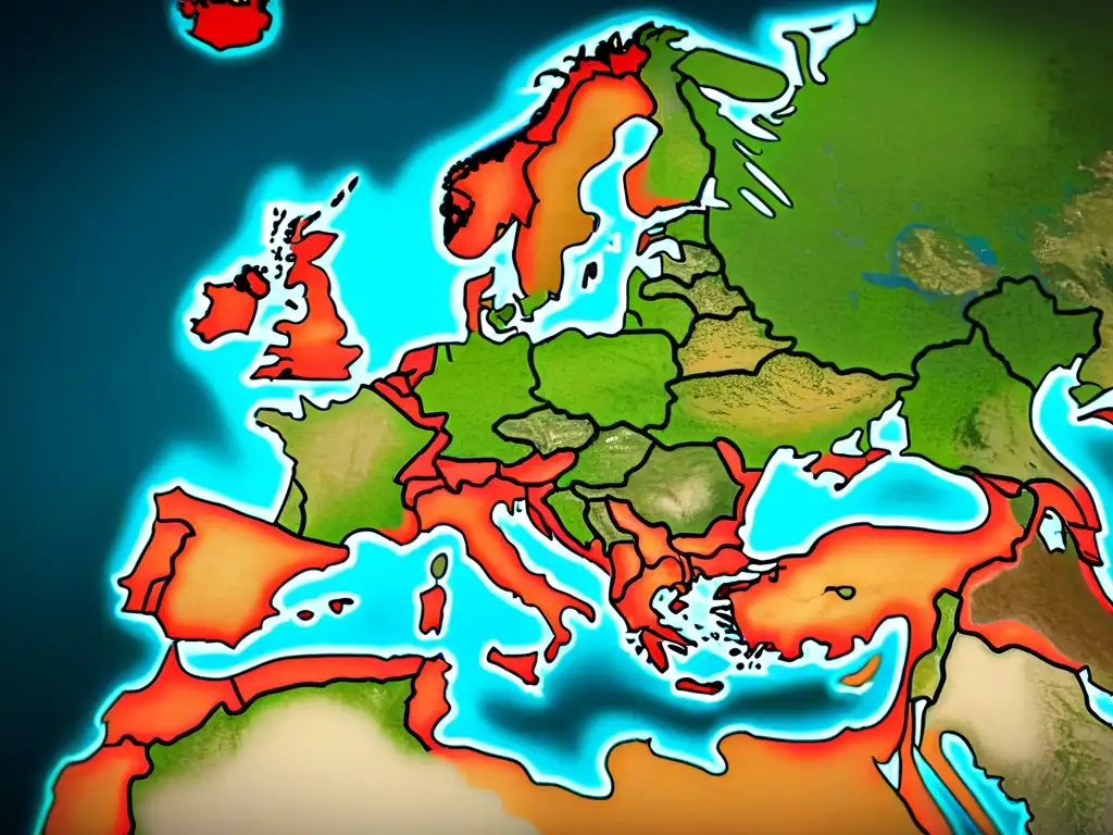 Mapa vintage detallado de rutas migratorias de los Ávaros en Europa, legado cultural tribus nómadas Europa