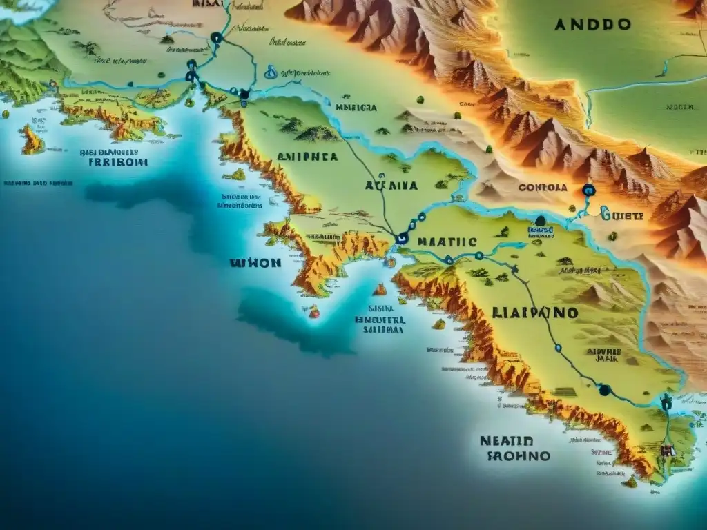 Mapa vintage detallando tribus nómadas y lenguajes perdidos en las estepas, evocando misterio y sabiduría antigua