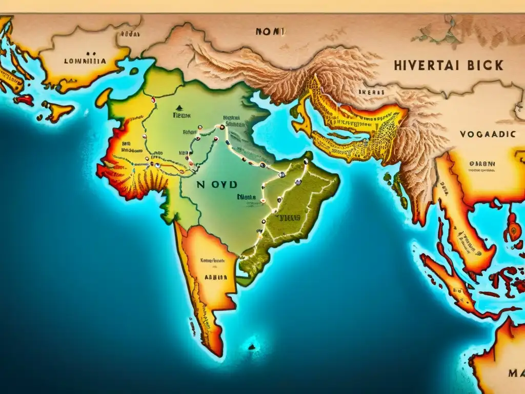 Mapas adaptados para tribus nómadas: un antiguo mapa detallado con senderos intrincados y símbolos de diversas tribus nómadas