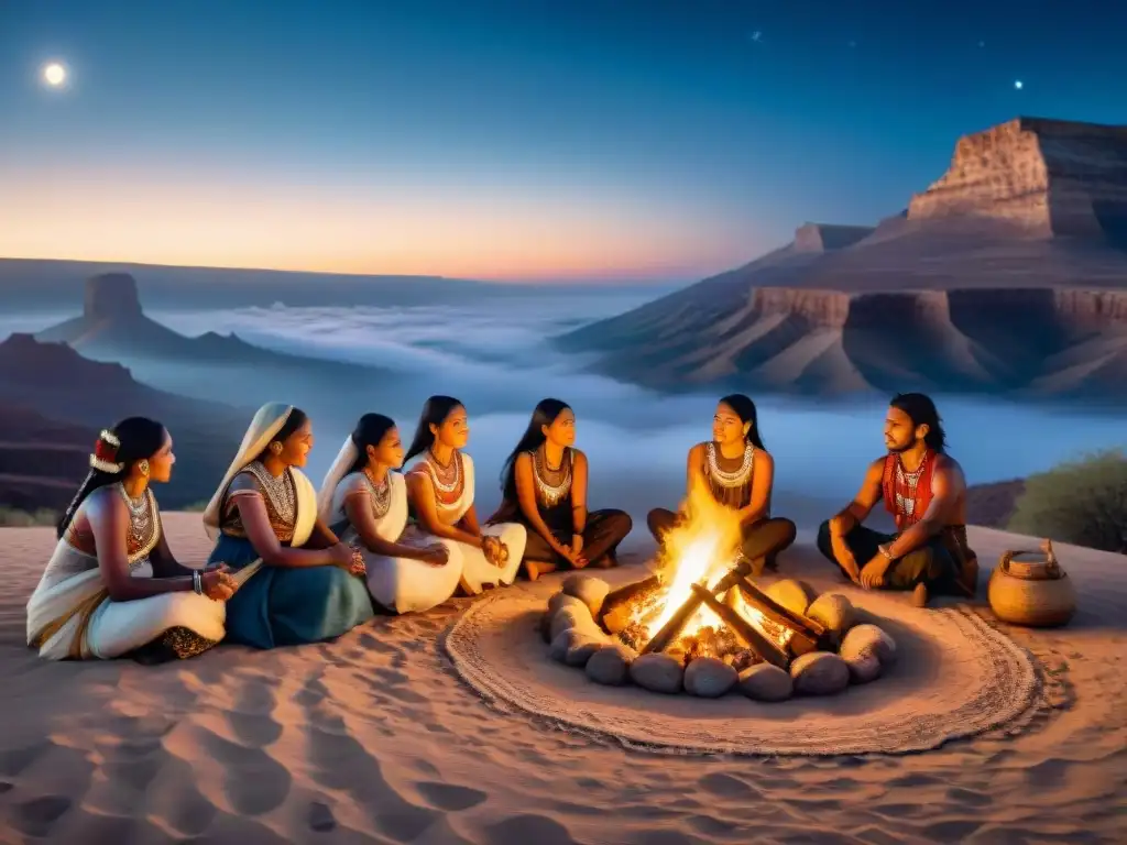 Noche de historias y danzas en la cultura nómada de una tribu bajo las estrellas del desierto