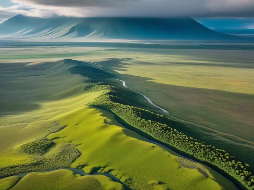 Un paisaje vintage de Sakha (Yakutia) con tribus nómadas