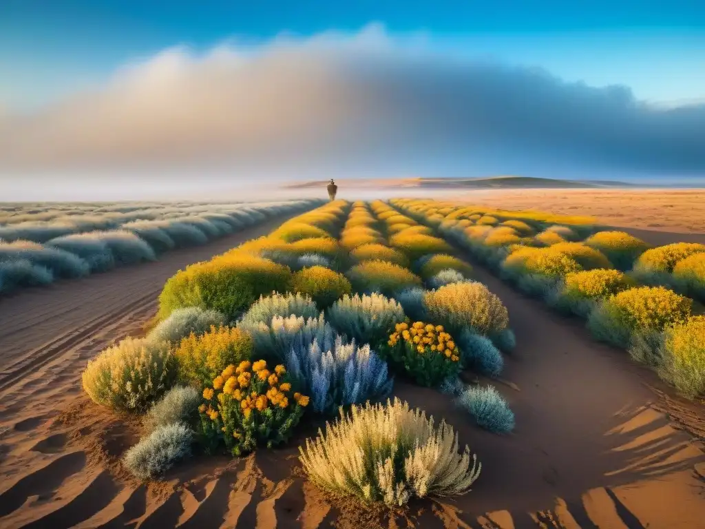 Plantas resistentes de las estepas: especies vegetales destacadas en la vasta y dorada estepa bajo el cielo azul