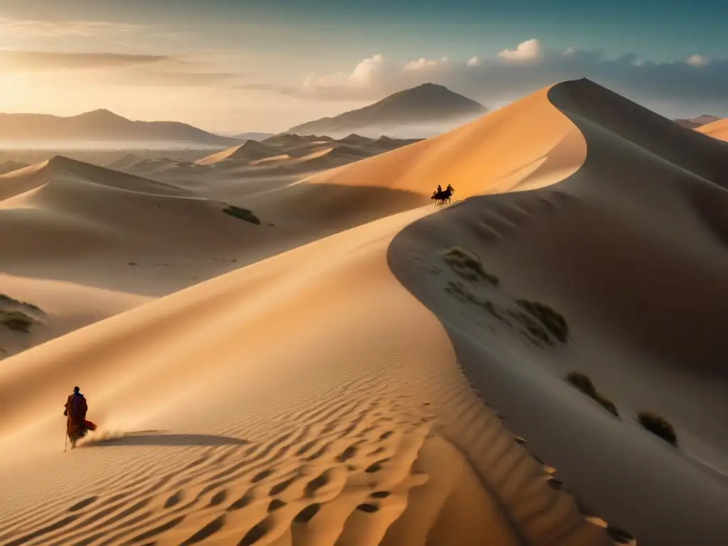 Un retrato detallado de una tribu nómada en el desierto, mostrando adaptación y resiliencia