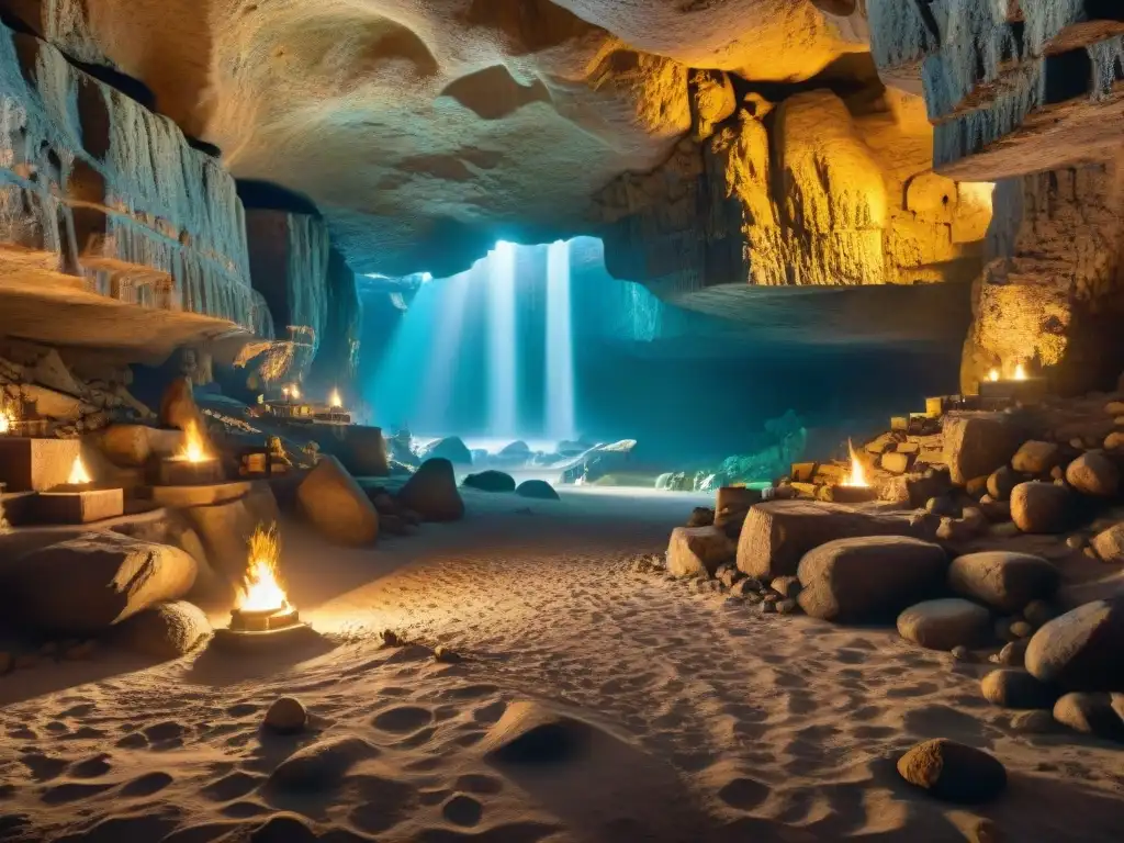 Descubre las riquezas ocultas de las conquistas escitas en una misteriosa caverna subterránea iluminada por antorchas