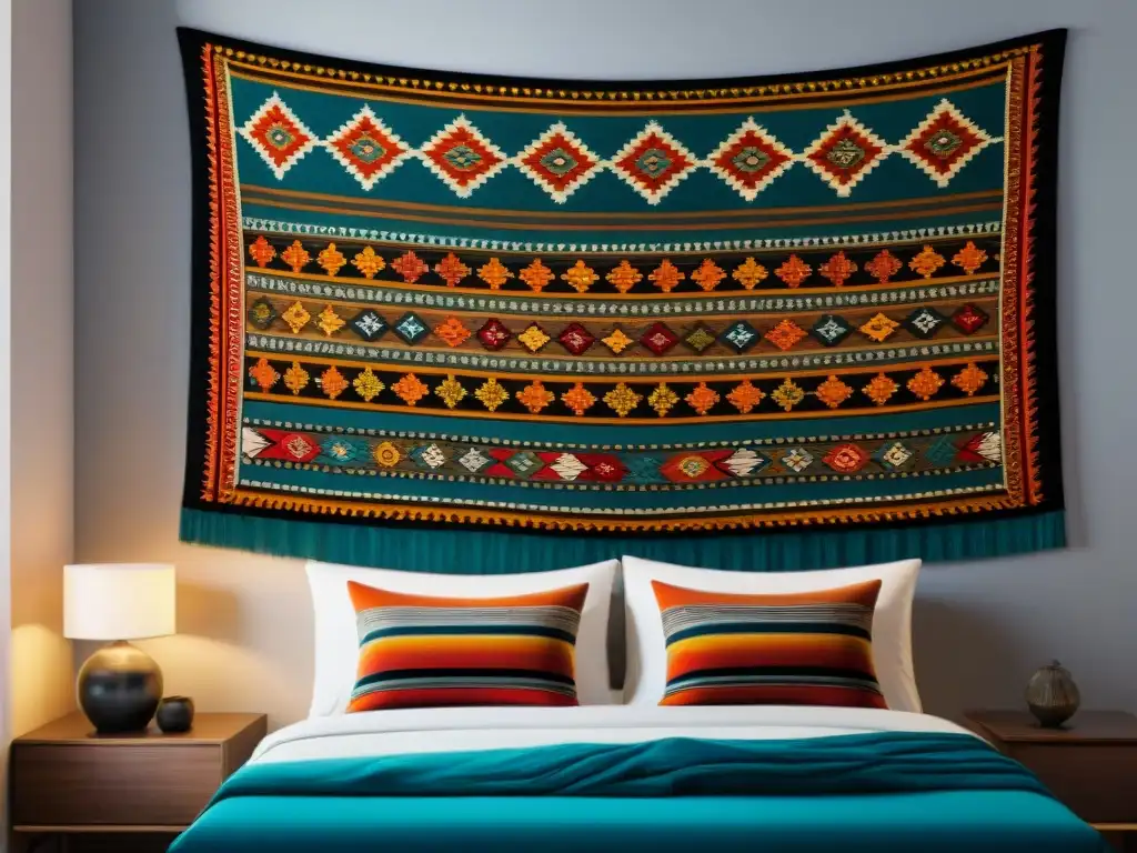 Tapiz vintage de tribus nómadas: patrones vibrantes y simbología Un tapiz vintage de tribus nómadas con patrones geométricos y símbolos, evocando historia y tradición en textiles tribus nómadas historia