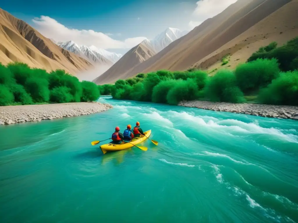 Travesía extrema de tribus nómadas en rápidos del río Naryn, Kyrgyzstán