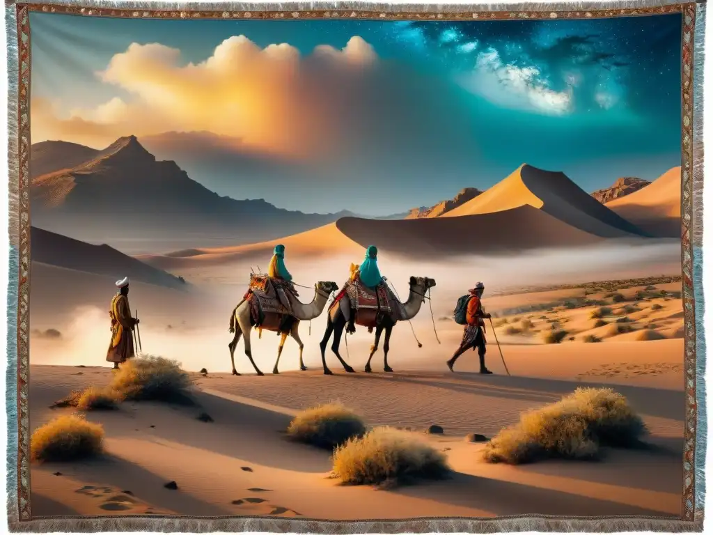 Tribu nómada participa respetuosamente en costumbres ancestrales bajo cielo estrellado