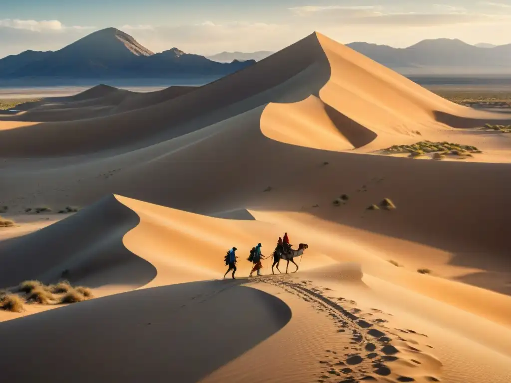 Tribu nómada en desierto, expertos en tácticas de supervivencia bajo el sol implacable