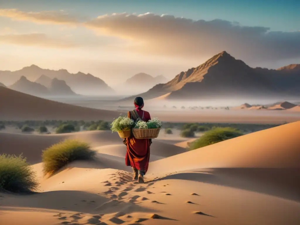 Una tribu nómada atraviesa un desierto, llevando suplementos naturales para resistencia nómada