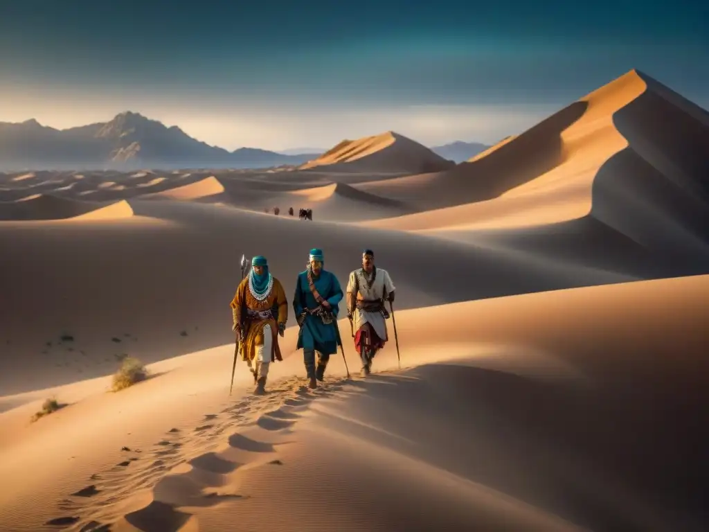 Tribu nómada en la noche, maestros del engaño en el desierto