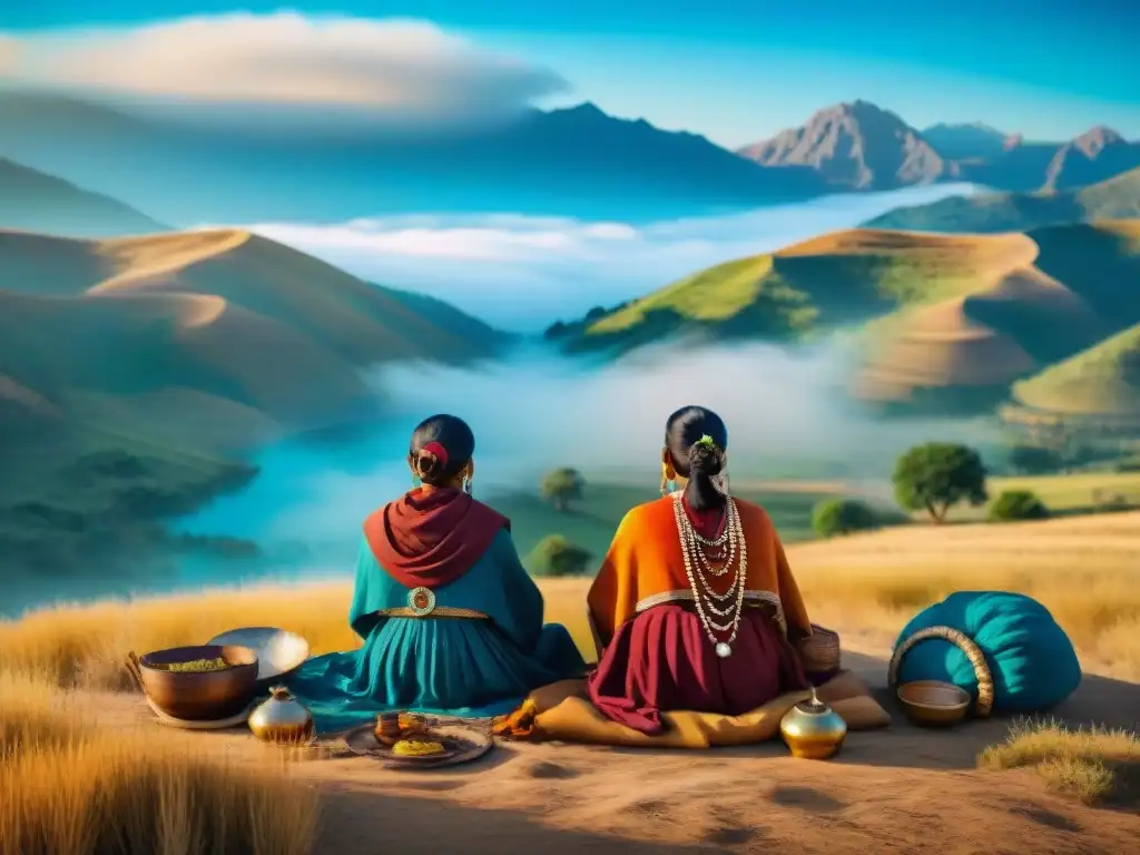 Comunidad nómada en ceremonia tradicional bajo cielo azul Tribus nómadas en armonía con la naturaleza, preservando su cultura en una ceremonia tradicional