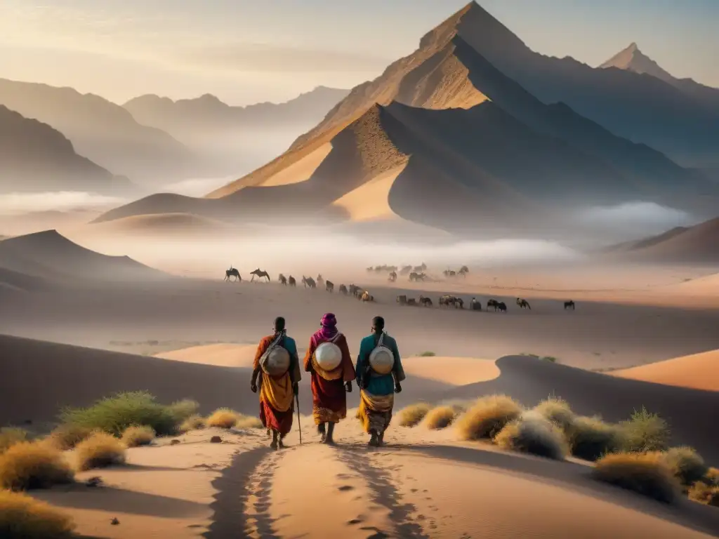 Tribus nómadas resisten en desierto bajo sol abrasador, mostrando unidad y tradición frente al cambio climático