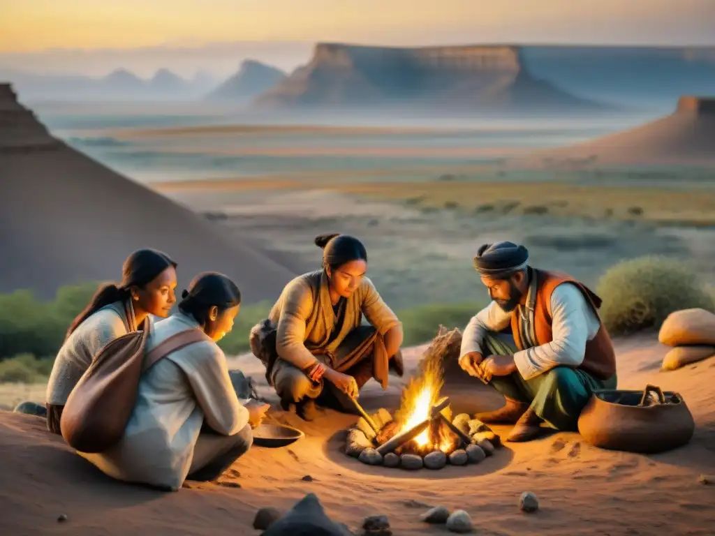 Tribus nómadas conservan hallazgos arqueológicos al atardecer en estepas