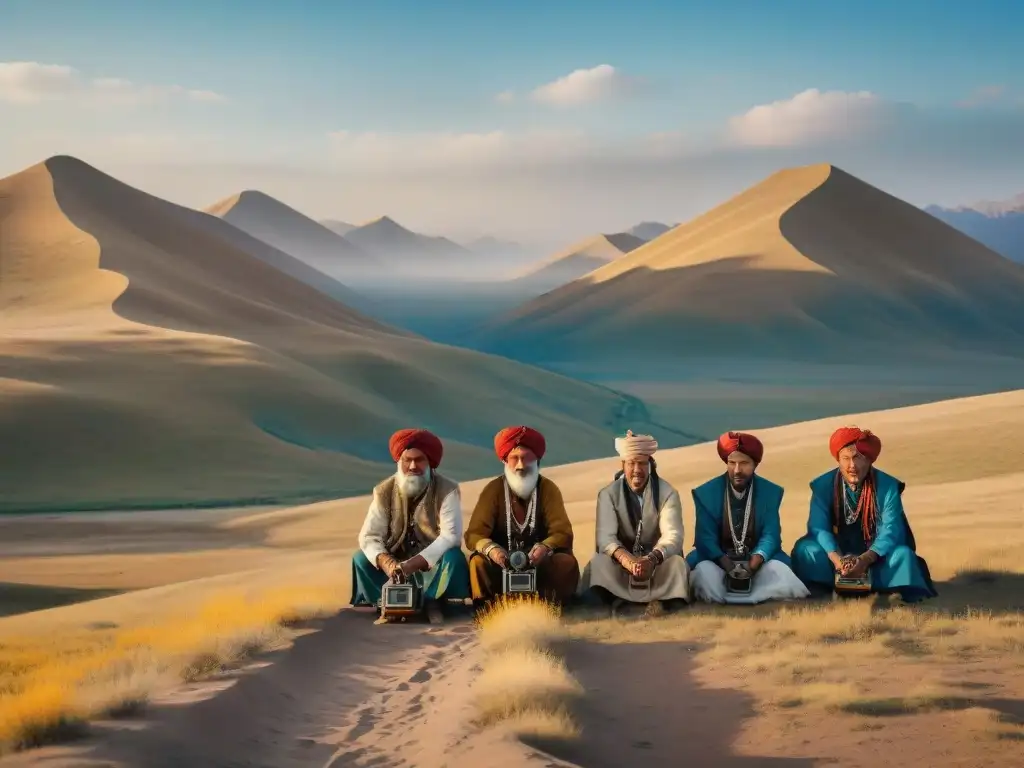 Fotografiando tribus nómadas en estepas: Tribus capturan su estilo de vida con cámaras vintage, bajo el sol de la estepa dorada